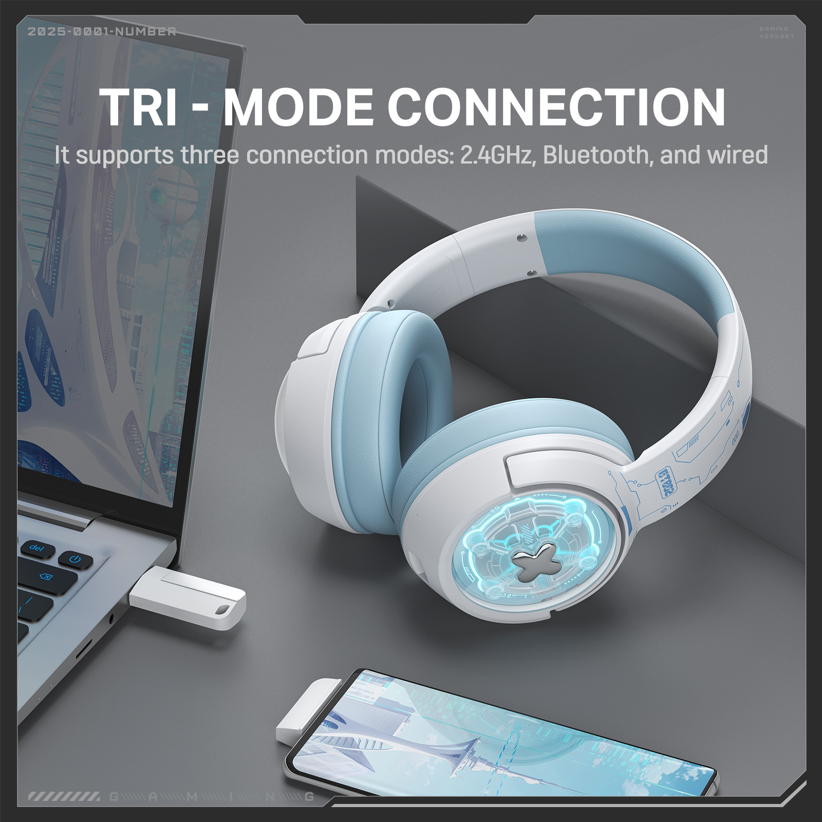 ONIKUMA GT802 Tri-Mode Wireless Gaming Headset - Image 4